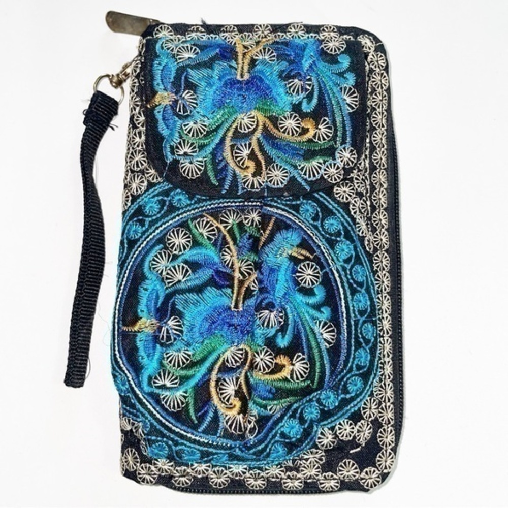 Embroidered Black Clutch Wallet Made in Vietnam
